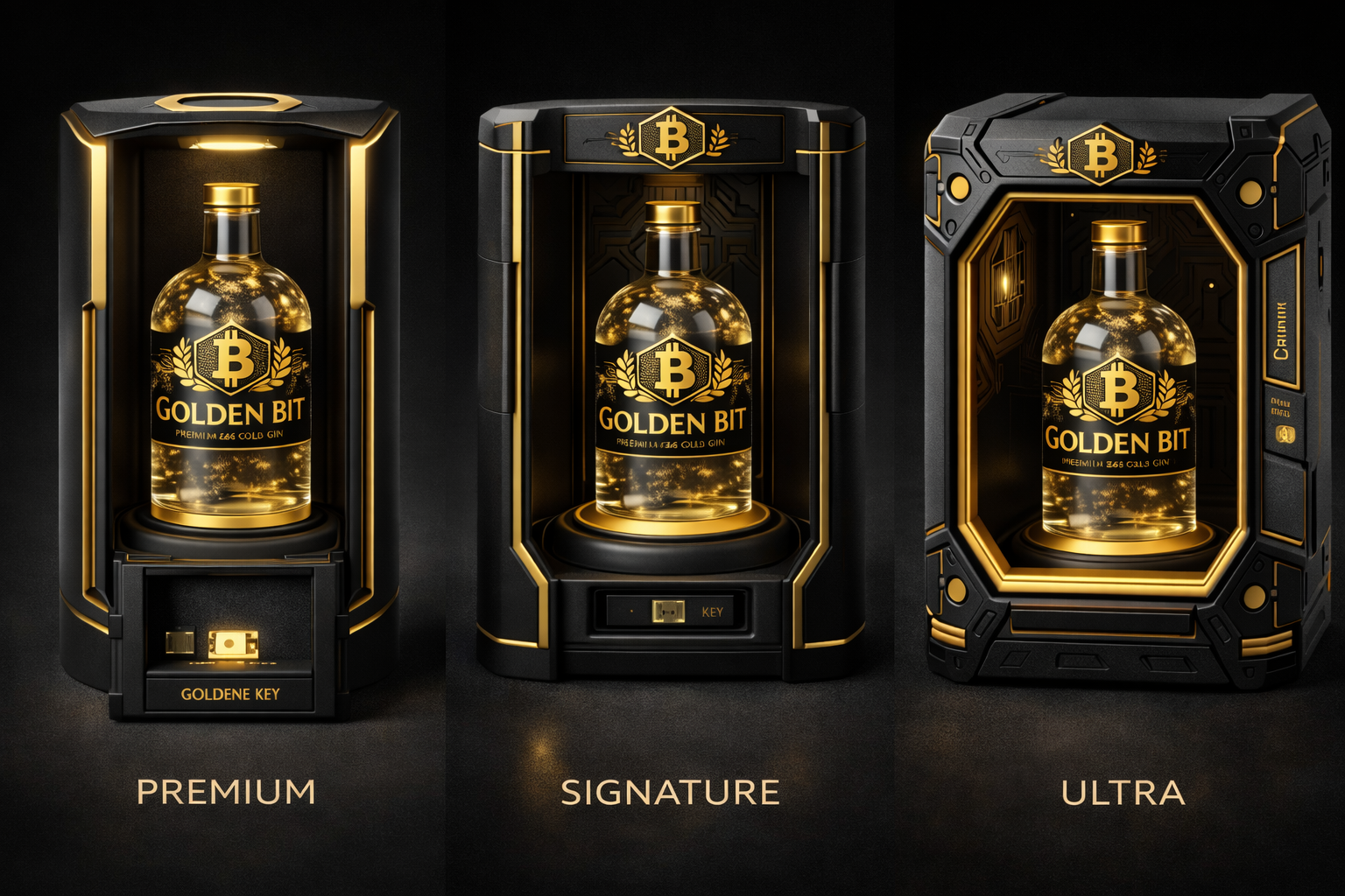 The three GoldenBit Vault collections: Premium, Signature, and Ultra 21 Series